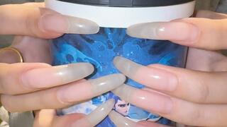 #263 - Tapping cup with long natural nails