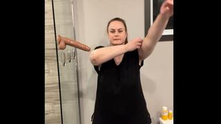 Sucking a dildo while being completely nude!