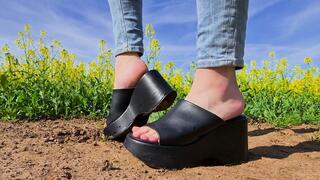 Buffalo Wedge Tease – Barefoot Seduction in Sandals