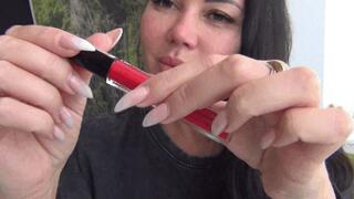 Smelling red lips extreme closeup b