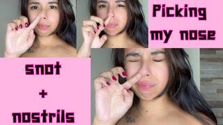 Nose-picking + snot + nostrils
