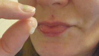 Nose picking huge booger in mouth playing snot on tongue