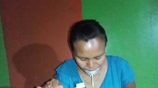 Toothbrushing Shiny forehead Milf spitting