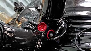 My first soft bondage session in black latex