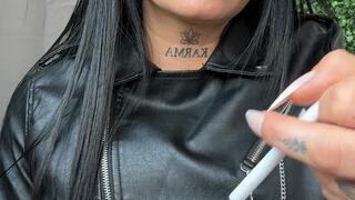 Leather jacket and glossy lips