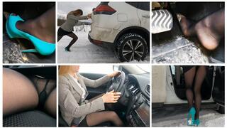 Real estate in a trouble: snow stuck and crazy spinning wheels