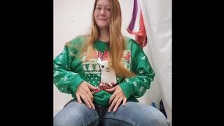 Stephanie Sneaks in a Strip Tease over the Toilet and Orgasms