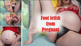 Foot fetish from Pregnant girl with big belly! Feet worship