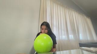 Akina blows balloons in her dining table (part 1)
