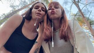Two Girls Fed You Their Spit in Forest - Double POV Spitting Humiliation (MP4 HD 1080p)