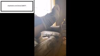 Delicious itchy feet in her hanes watching tv