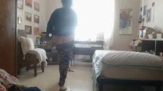 MAID CLEANS BEDROOM SHOWING ASS