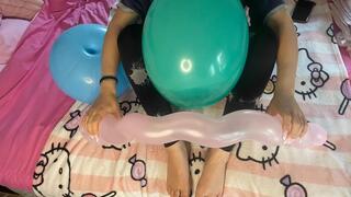 Looner blow balloon asmr and squeeze with sexy nail - no pop
