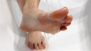 POV : Your girlfriend washes her feet and takes care of them