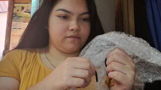 Big girl, pops a bag