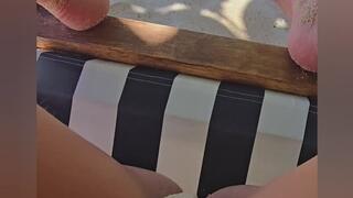 Casually peeing in public at the beach