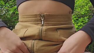 Outdoor masturbation and post orgasm pee