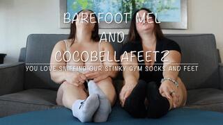Barefoot Mel and CocoBellaFeetz You Love Sniffing Our Stinky Gym Socks and Feet
