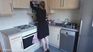 Lady Godiva Foot Play Ignore in Kitchen