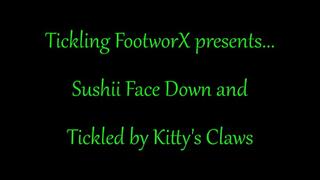 Sushii Face Down and Tickled by Kitty's Claws