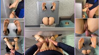 Gloryhole Bondage Fucking Shackled Soles and Wet Pussy 4K - Foot Fetish - Handcuffs - Shackles - Foot Worship - Pussy Worship - Foot Fucking - Cock Teasing - Footjob - Helpless - Embarrassed Naked Girl - Ass Worship - Asshole - Cum On Feet