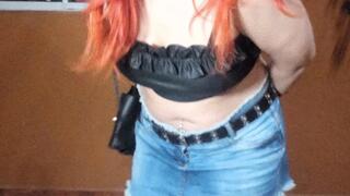 Smoking a cigarette before I go to the bar, crushing cig under my shiny boots