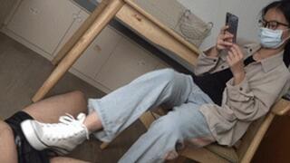 Jiajia Goddess Canvas Shoes Beautiful Foot Stepping and shoejob
