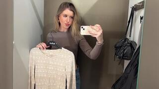 Hot Blonde Dildo Fun in A Public Mall Changing Room Female Solo Anal