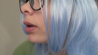 Cute chick in cosplay outfit masturbating and pacifier