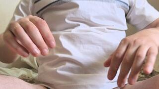 A man greedily jerks his dick