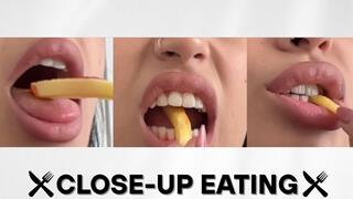 Close-up eating and swallowing everything for you