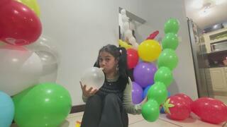 Akina blows balloons in the dark part 3