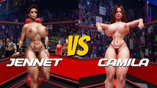 Topless big tit female pro wrestling: Jennet vs Camila LOW