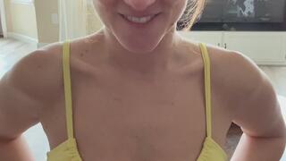 Playful Dom bikini hand job