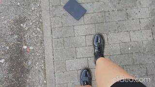 hard crush tablet with shoes trample and walk