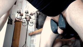 Bootjob from behind, heel insertion in ass, shoejob and wear cum filled high heel shoes!