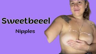 Playing with cream on my tits