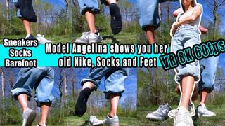 VR 3D 8K 180 60 fps | Angelina shows you her old Nike shoes, her black sweaty socks, and the soles of her feet