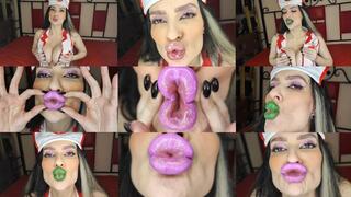 Horny stepmom nurse mesmerizes you with an attack of kisses and cleavage on your face