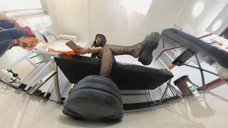 6K HEIYU stockings dominate black thick-soled sandals and flatten 360VR