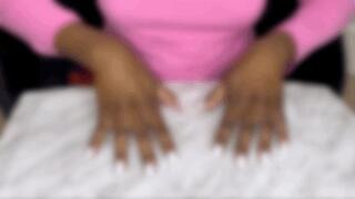 Big Hands with Long Crooked Fingers Painting my Fingernails