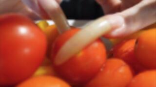 Challenge of eating vegetables with my long nails