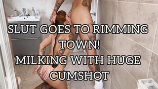 Submissive Slut Goes to Rimming Town and Milks Cock Until Huge Cumshot