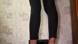 Nastya walking and stomping, trampling laptop with high heels + buttcrush + spitting very hot video