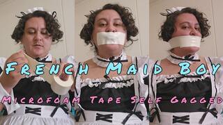 4K French Maid Boy Microfoam Tape Self Gagged