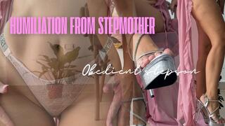 Humiliation from the stepmother! Obedient stepson!