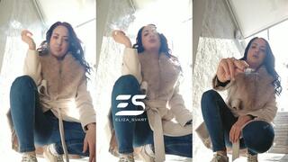 Quick outdoor smoke and cigarette crush in my sneakers