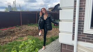 The girl wanted to get her shoes dirty a little, but she sank into knee-deep mud and got stuck