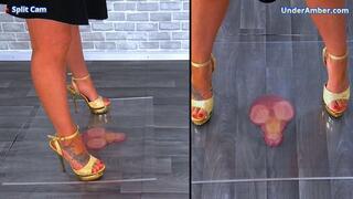 EXTREME: Crushing Your Cock & Balls Under My Gold Platform Heels & Plexiglass - Split Cam - 172 - Trample Trampling CBT Ballbusting Crush Crushing