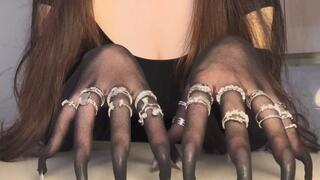 Showing my Nails off with Gloves and Rings